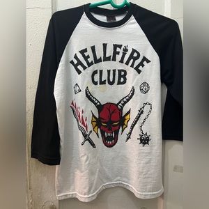 Stranger things hellfire club 3/4 sleeves mens medium t shirt